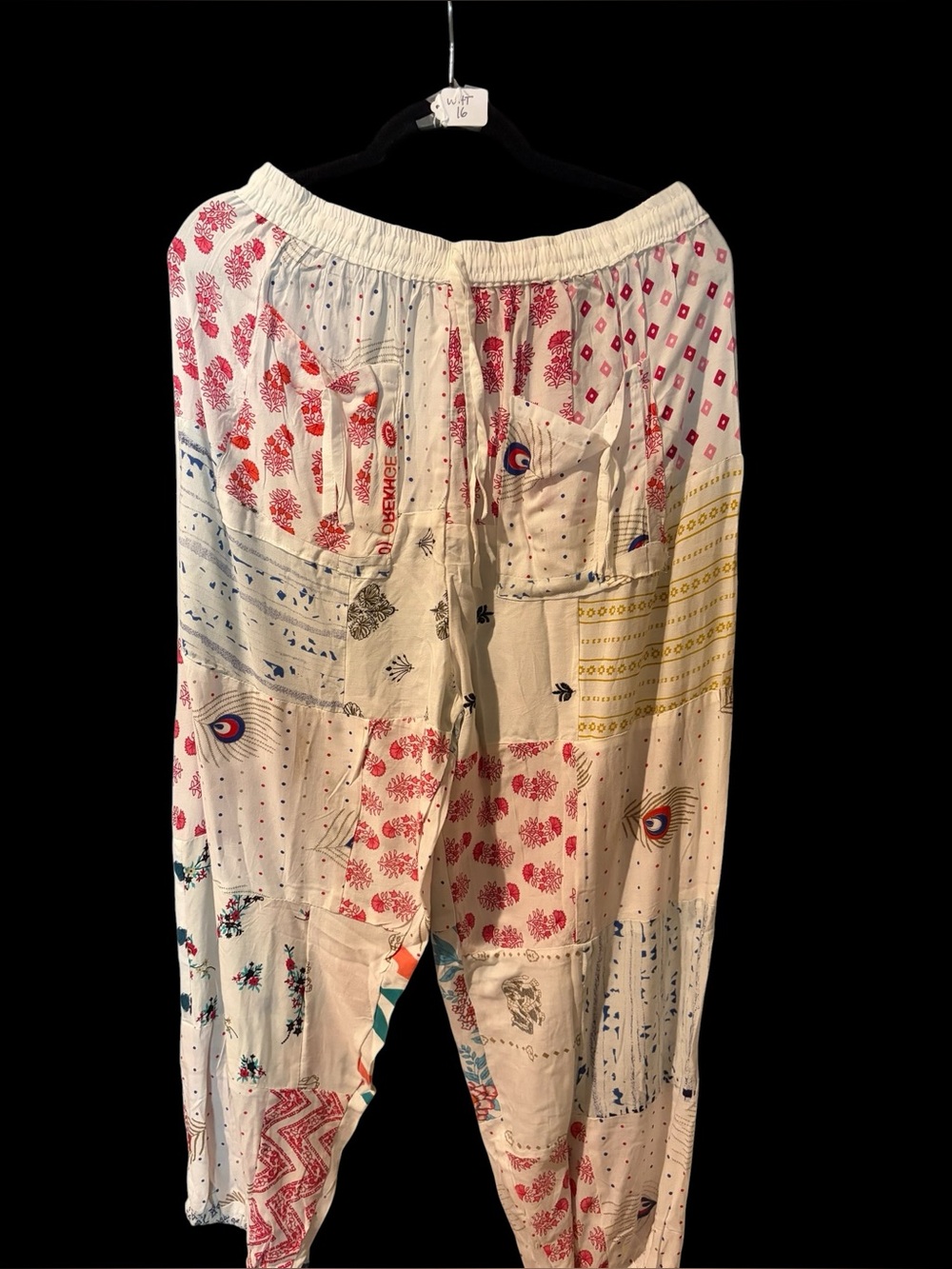 White #16 NWT  100% rayon patchwork jogger pants